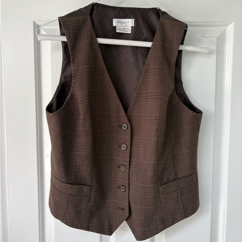 Brown Button-Down Waistcoat Top